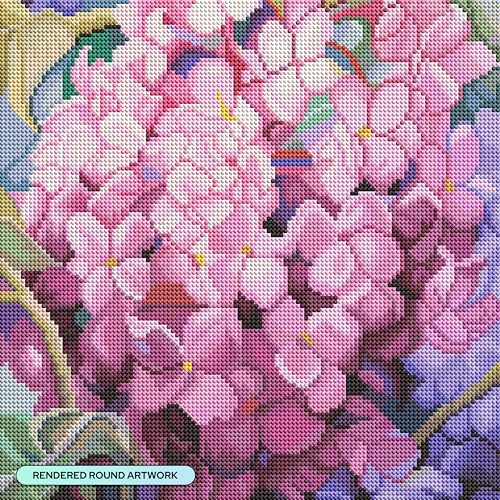 DIAMOND ART CLUB Pink Hydrangea Diamond Art Kits for Adults - color: Pink Hydrangea