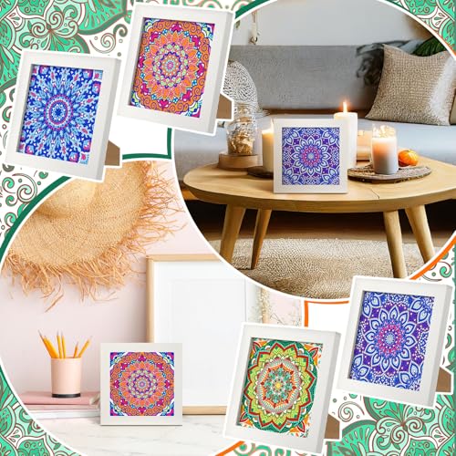 Geyoga 4 Pack Mandala Diamond Painting Kits with Frame for Adults, 7x7 Inch - style: Mandala