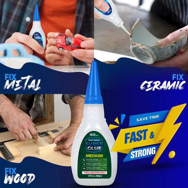 Medium CA Glue, Super Glue, Cyanoacrylate Adhesive, 6 Pcs 1.75oz Repair kit - size: 6 Pack