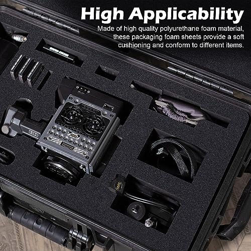 DECOHS 6 PCS Polyurethane Foam Sheet-16x12x1 Inch Cuttable Foam Inserts for Cases-Packing Foam Pads for Toolbox Camera Storage and Crafts