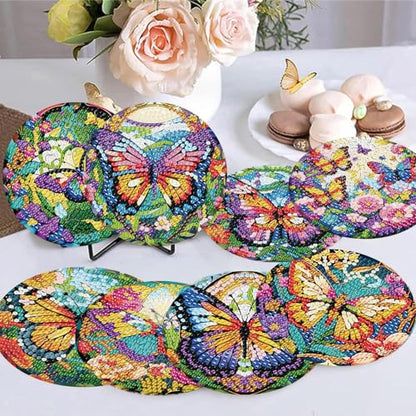 8 Pack Diamond Art Coasters,Butterfly Diamond Painting Coasters Kits - color: Butterfly Coasters-C