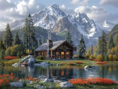 Shouruihua Square Diamond Art Kits, Mountain Diamond Painting Kit for Adult - color: Natural Scenery