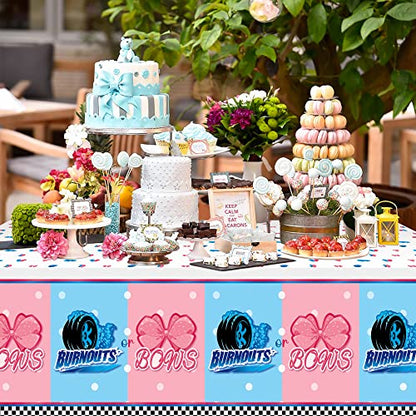 Burnouts or Bows Gender Reveal Party Tablecloths - color: Burnout Bow