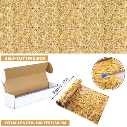Oudain 54 Inch x 100 ft Hay Bales Straw Tablecloth Roll Cutter Box - style: Hay Bales