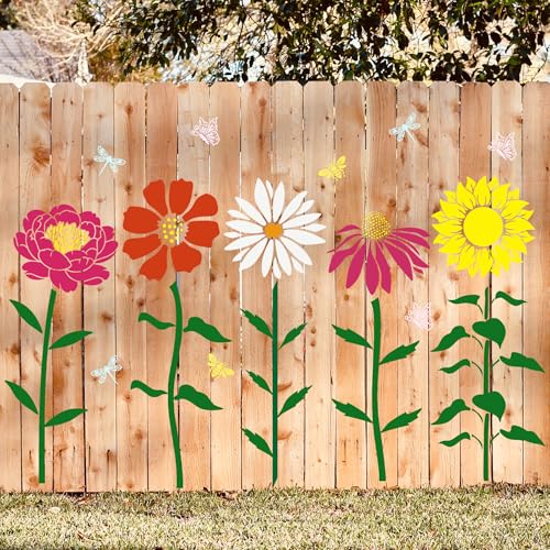 Large Flower Stencils for Wood Fence Floral Stencil - style: Flowers Mix