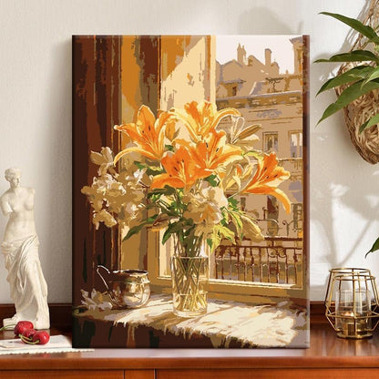 ZRIZQ Flowers Paint by Numbers Kit for Adults Beginner,City Scape,16x20 - color: 16"X20"Rolled Canvas-Floral
