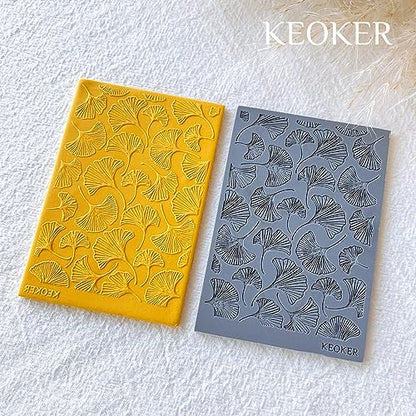 Keoker Polymer Clay Texture Sheets for Fall, Ginkgo Leaf Clay Texture Mat for Making Earrings Jewerly, Polymer Clay Earrings Tools (Fall Texture Sheet 1) - color: Fall texture sheet 1