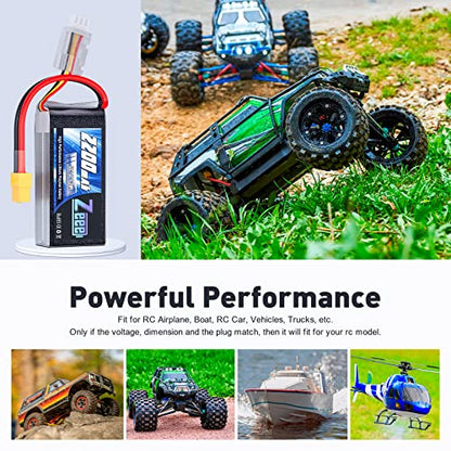 Zeee 2S Shorty Lipo Battery 2200mAh 7.4V 50C with XT60 Connector (2 Pack)