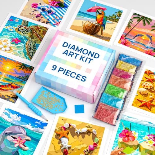 LuwoArte 9 Pack Summer Beach Diamond Art Kits for Adults Beginners - color: Summer Beach