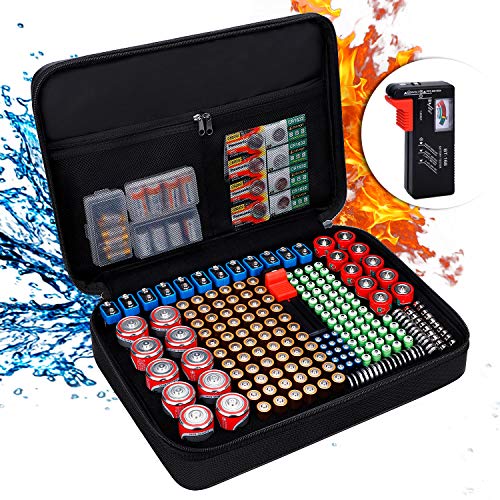ENGPOW Battery Organizer Storage Box w/Tester,Protects Up to 220 Batteries