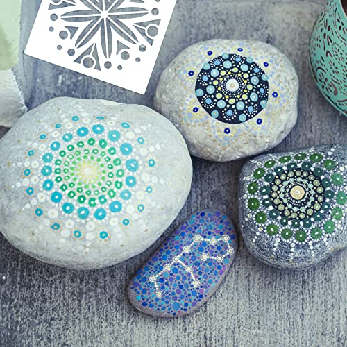 56 Pcs Mandala Stencils, 3.6 x 3.6 Inch Reusable Painting Templates - style: Small Mandala Stencils