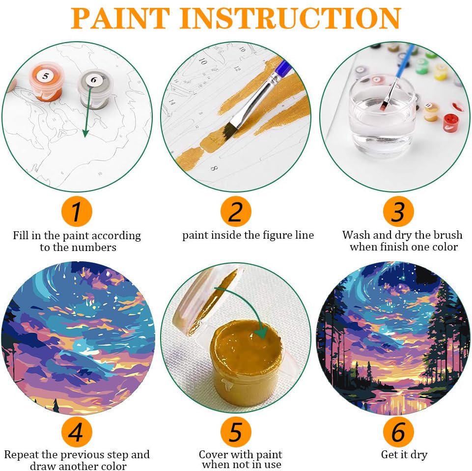 Axquilon 3 Packs Aurora Framed Paint by Numbers Kit for Adults 8x10in - color: 3 Pack Aurora with Easel