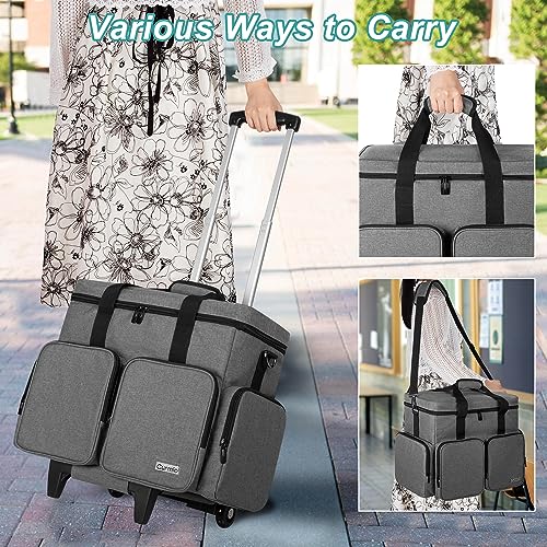 CURMIO Rolling Teacher Tote Bag with 2 Detachable Pouches for Work, Gray - color: Gray