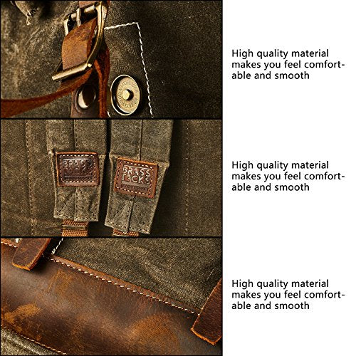 Heavy-Duty Waxed Canvas Rucksack Backpack - color: Dark Brown, size: 400 x 340 x 190 mm - Standard