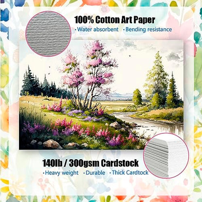 Blank Watercolor Postcards with Envelopes 5x7 Inch NOT FOLDED