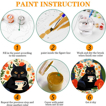Axquilon 3 Packs Black Cat Framed Paint by Numbers Kit for Adults 8x10in - color: 3 Pack Cat with Easel-1