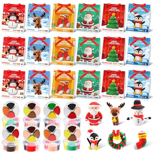Capoda 18 Set Christmas DIY Craft Kit Christmas Air Dry Clay Kit - style: Christmas