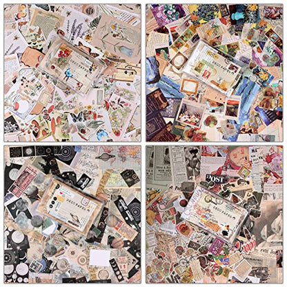 Draupnir 800pcs Vintage Junk Journal Supplies,Scrapbook Supplies Scrapbooking Paper and Stickers Ephemera for Art Aesthetic Journaling Kit Collage - style: Collection