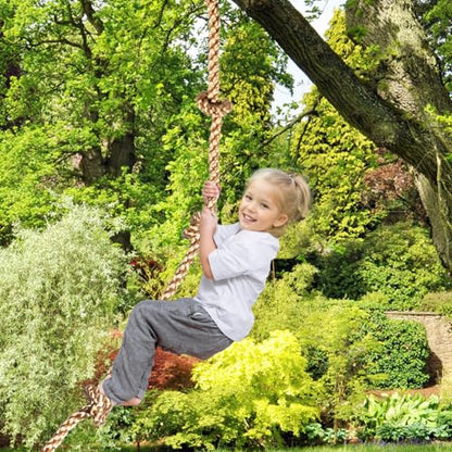 Brown Climbing Rope for Kids, 8.2FT Long with 4 Knotted Steps - color: Coffee