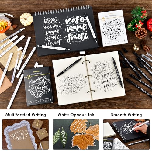 Dual Tip White Acrylic Calligraphy Pens, Hand Lettering Pen - color: White