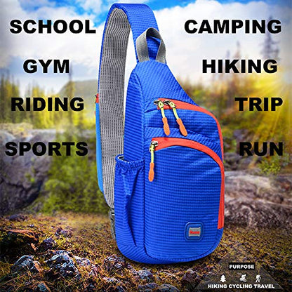 Peicees Small Sling Backpack Waterproof Unisex Shoulder Bag Chest Crossbody Daypack - color: Blue, size: Medium