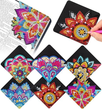 6 PCS Diamond Art Bookmarks Diamond Painting Bookmarks for Book Lovers - color: Mandala Floral Style I