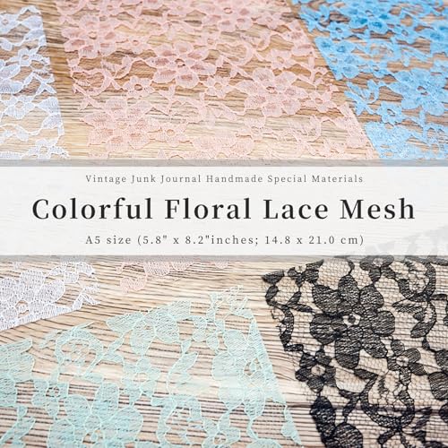 Colorful Textured Fabric Paper(lace mesh, Close to A5 size) - color: lace mesh