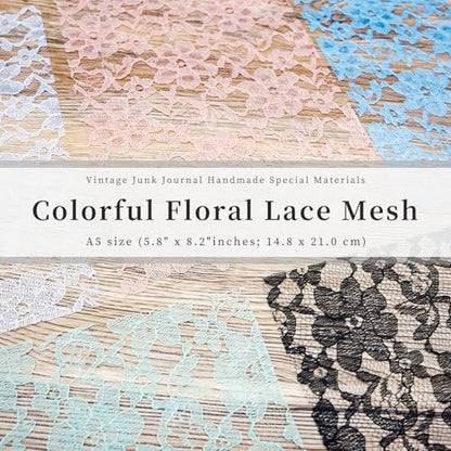 Colorful Textured Fabric Paper(lace mesh, Close to A5 size) - color: lace mesh