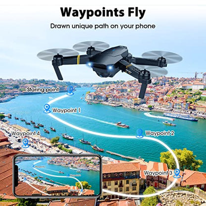 MOCVOO Drones with Camera for Adults Kids, Foldable RC Quadcopter, Helicopter Toys, 1080P FPV Video Drone for Beginners, 2 Batteries, Carrying Case, One Key Start, Altitude Hold,Headless Mode,3D Flips - color: A-Blue