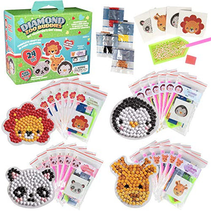 Zoo Buddies 24 Pack 5D Diamond Painting Kits, Goodie Bag Party Favors - color: Zoo Buddies