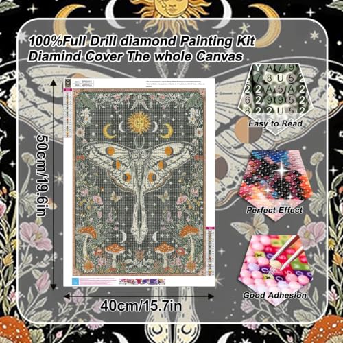 Mushroom Diamond Art Kits for Adults Moth Diamond Painting Kit Beginner - color: DP05010