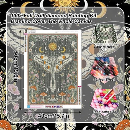 Mushroom Diamond Art Kits for Adults Moth Diamond Painting Kit Beginner - color: DP05010