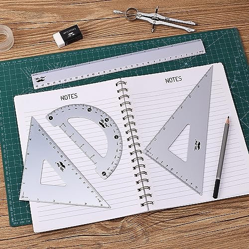 Mr. Pen- Metal Geometry Kit, 4 Pack, 45° & 30°/60° Set Squares - color: Periwinkle Gray