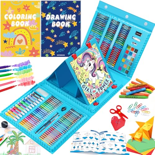 All in One Art Supplies Include Drawing Kit, Origami & Paper-Cutting Crafts - color: Blue
