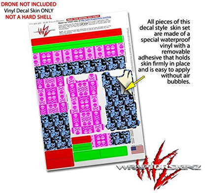 Skin Decal Wrap 2 Pack Compatible with DJI Ryze Tello Skull and Crossbones Pattern Pink Drone NOT Included