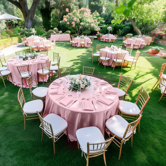 Niuara Pink Plastic Table Cloth Disposable, 4 Pack, 84 in - color: Pink, size: 84" Round - 4 Packs