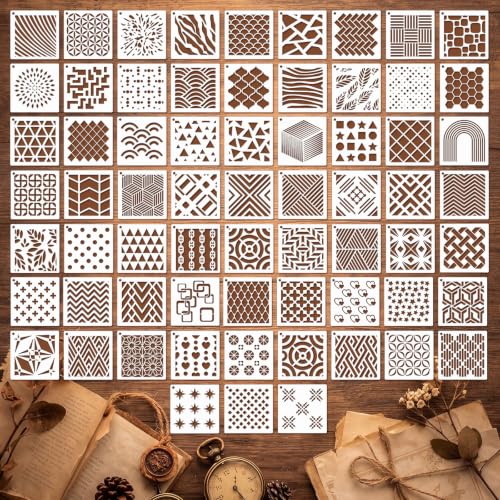 Marspark 72 Pcs 3 in Geometric Small Stencils for Painting Crafts Reusable