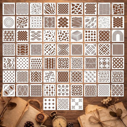 Marspark 72 Pcs 3 in Geometric Small Stencils for Painting Crafts Reusable