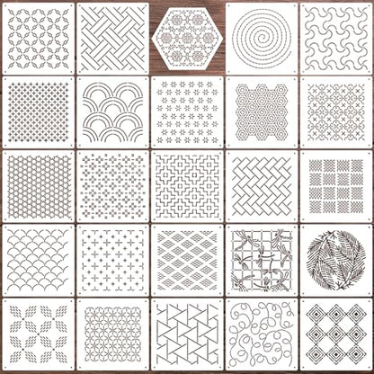 Sashiko Stencil Embroidery Stencils for Crafts Reusable 4.7" - style: Sashiko