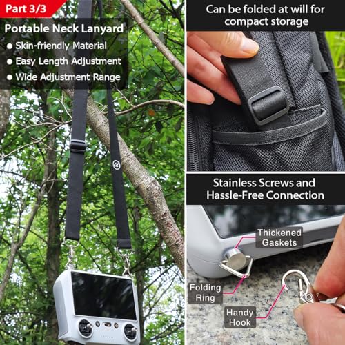 Arzroic RC Protective Sun Hood Cover with Screen Protector & Neck Lanyard for DJI Mini 3 / Mini 3 Pro/RC Controller Accessories - style: Sun Hood + Screen Protector + Lanyard