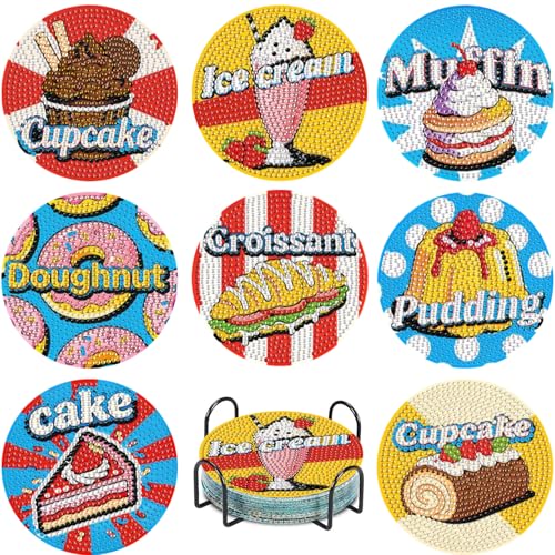 Leatrice Small Diamond Art Coasters Set Diamond Painting Kits for Adults - color: AB Dessert
