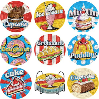 Leatrice Small Diamond Art Coasters Set Diamond Painting Kits for Adults - color: AB Dessert