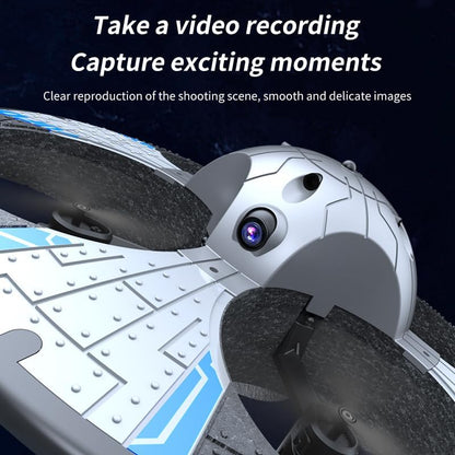 Round Foam UFO Quadcopter with Multi-Color LED Light Effects, RC Drone with Camera for Beginners, Altitude Hold, 360° Flips, 3 Speed Modes, 2 Modular Batteries FPV Drone (Silvery)