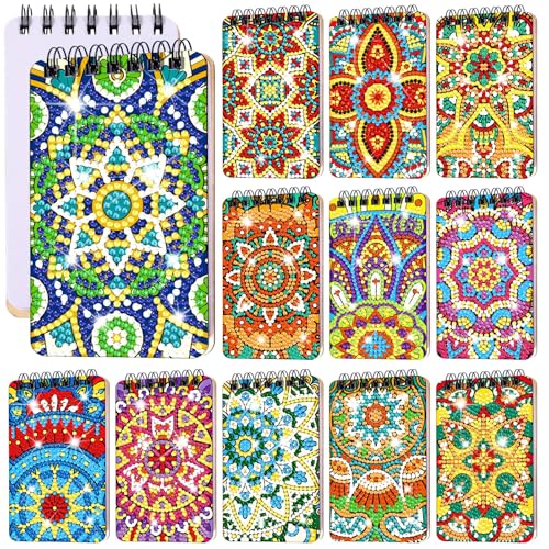 Fuyoooo 12 Pcs Mandala Diamond Art Notebook for Adults, 4.72 x 2.83 Inch - style: Mandala