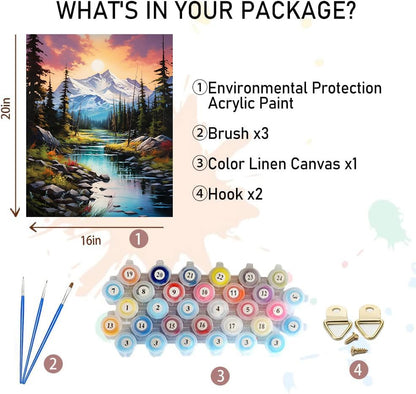 Mountain Paint by Numbers for Adults - Landscape Paint by Number on Canvas - color: MT12060