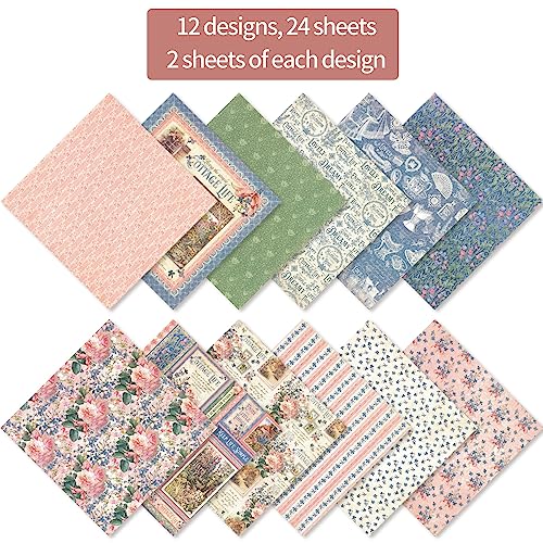 6x6" Cardstock Single Sided Scrapbooking,Craft Decorative Scrap Book Paper - color: 24sheets-garden plants