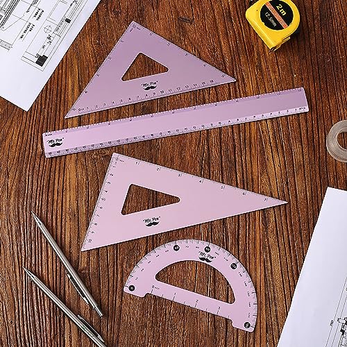 Mr. Pen- Metal Geometry Kit, 4 Pack, 45° & 30°/60° Set Squares - color: Blue Magenta Color