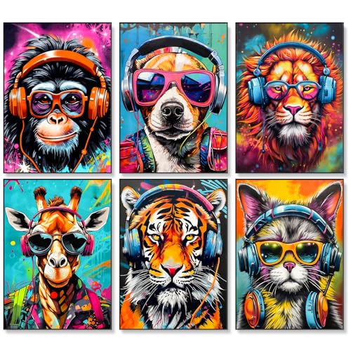 Okarina 6 Pack Paint by Numbers Kit for Adults & Beginners, Animals Designs - color: OP6NFUS2511-01