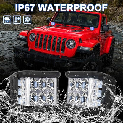 Blue Strobe LED Lights for UTV Pickup Van Boat Tractor Trailer Golf - color: Blue Side Shooter Lights