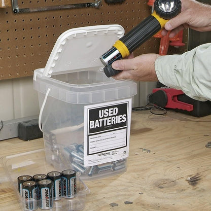 PIG Battery Disposal Container | Used Dry-Cell Battery Storage | 2 Gallon Capacity | PMB30595